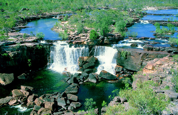 Twin Falls flowing in the late wet season in Kakadu National Park Australia 9Credits NTTC)